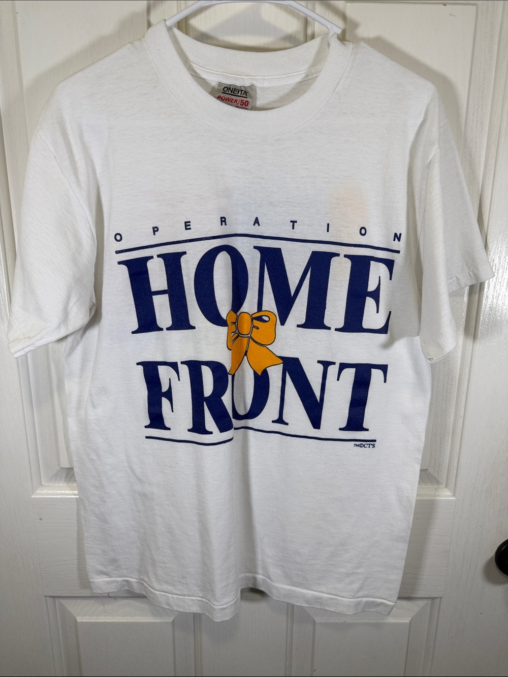 ONEITA "Operation Home Front" White Short Sleeve Tee Vintage